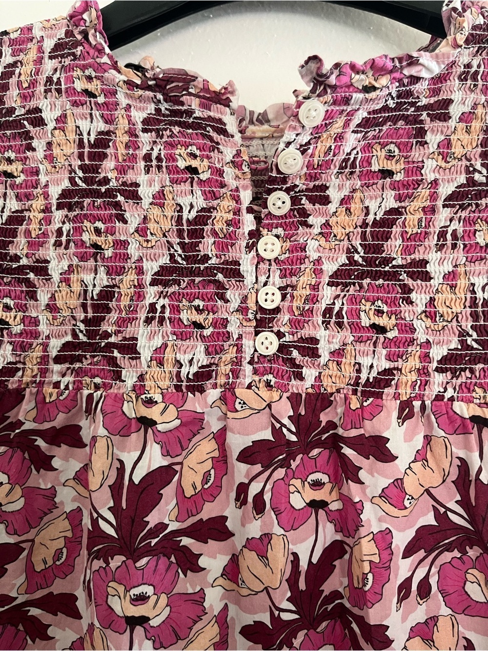 J. Crew Pink Floral Smocked Long-Sleeve Blouse - Picture 3 of 7